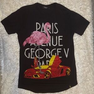 Avenue George V Paris Men’s Short Sleeve Rhinestone T-shirt. Size Medium.